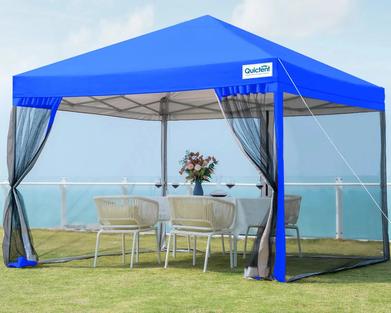 10' x 10' Pop Up Canopy with Netting Blue