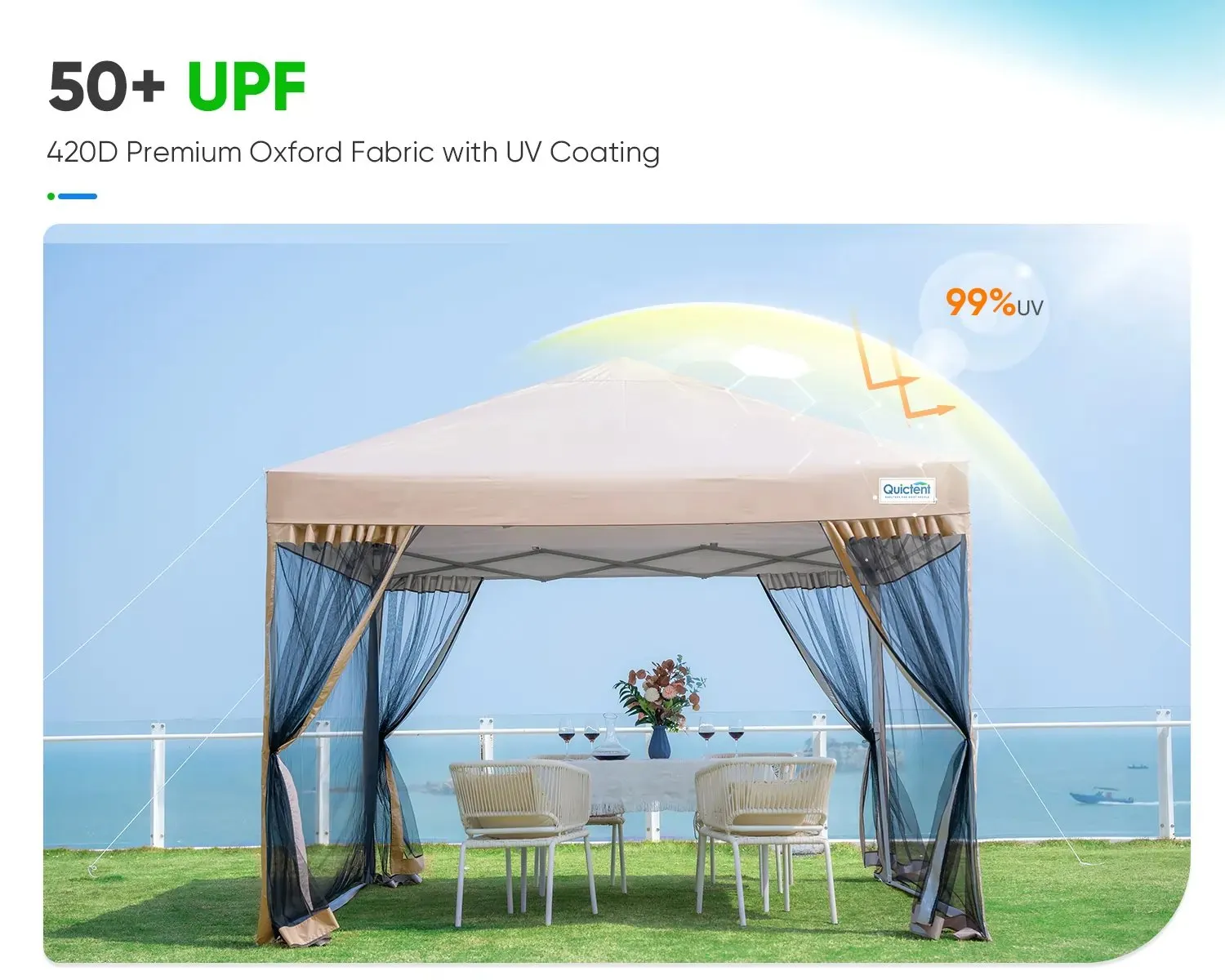 10' x 10' Pop Up Canopy with Netting Blue