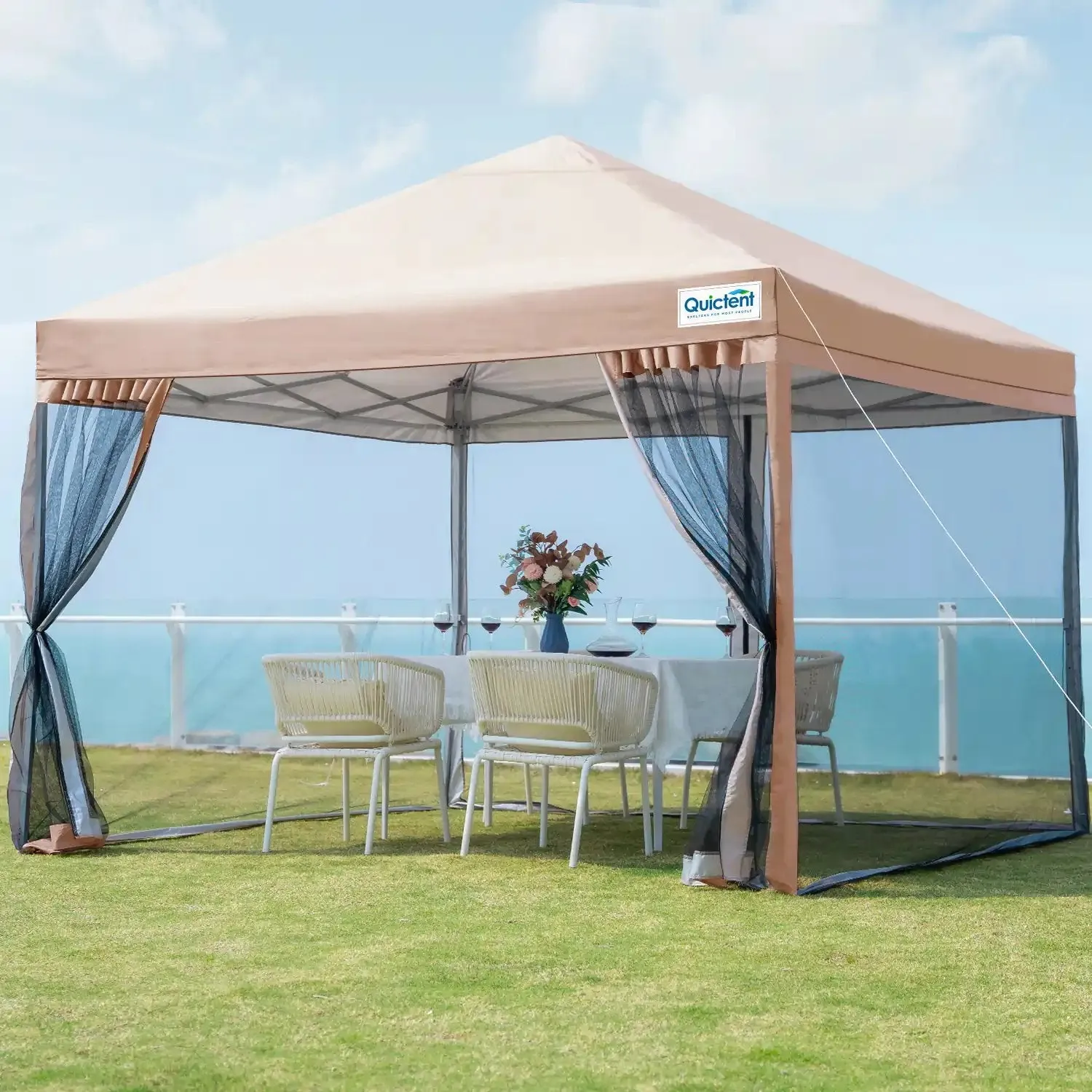 10' x 10' Pop Up Canopy with Netting Blue