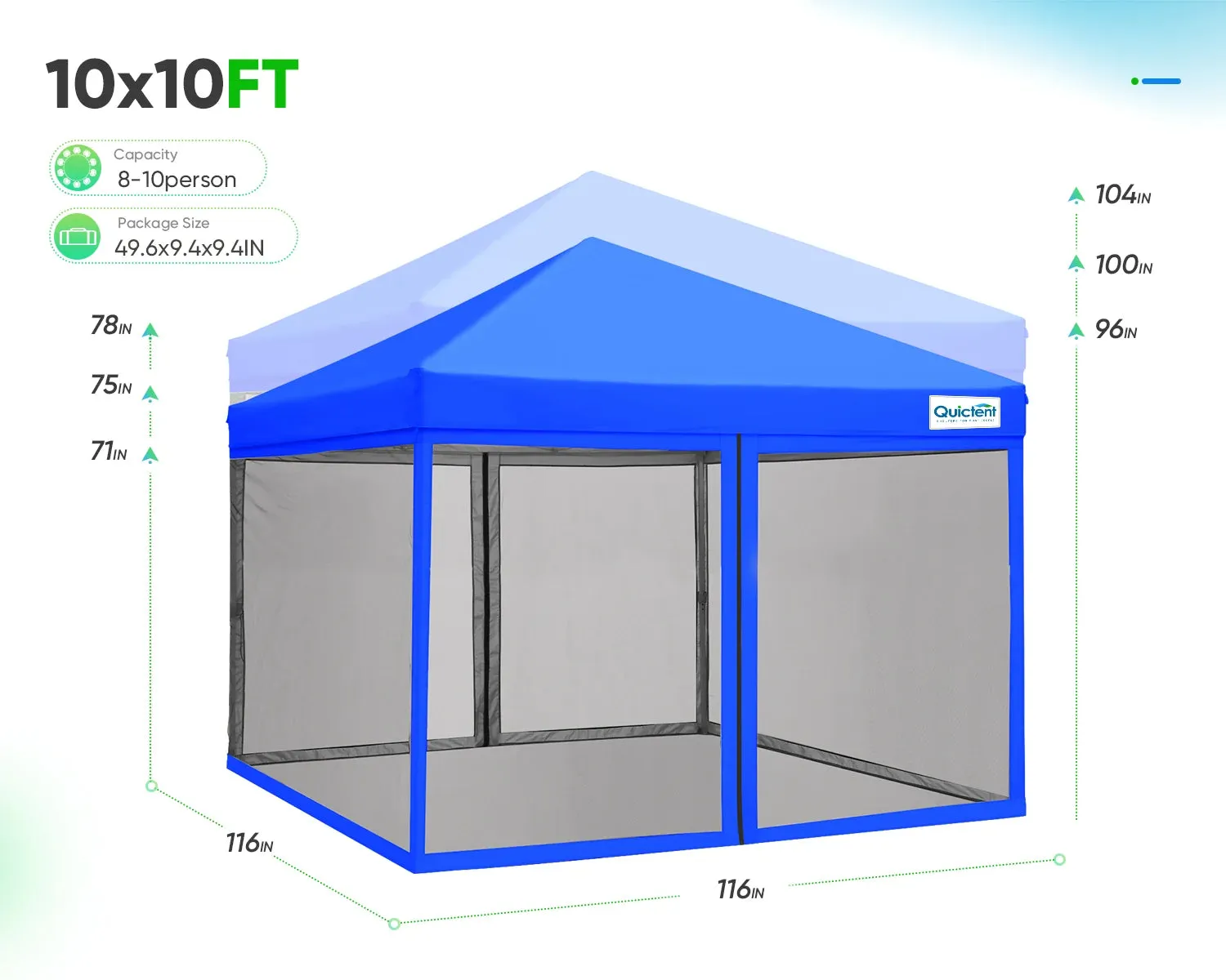 10' x 10' Pop Up Canopy with Netting Blue