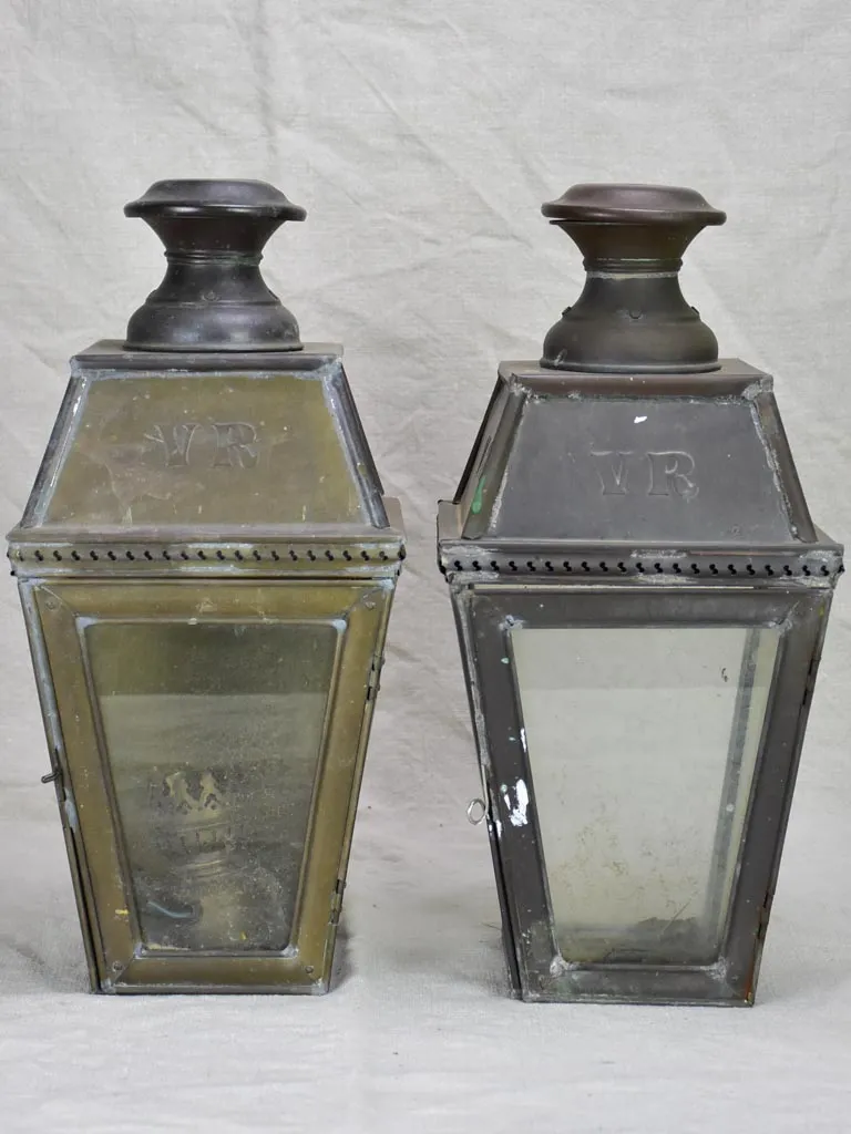 19th Century French wall lantern with VR monogram 16½"