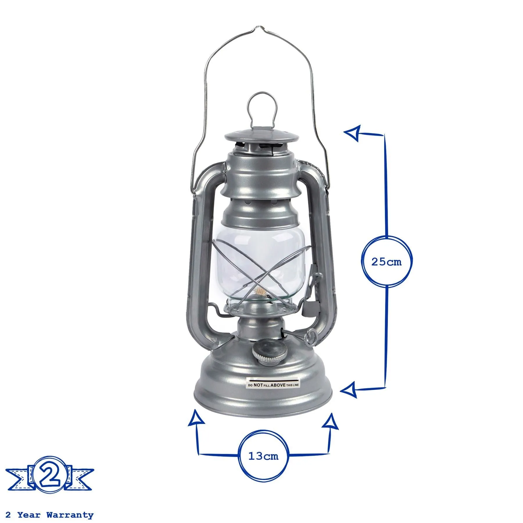 25cm Paraffin Metal Hurricane Lantern - By Redwood