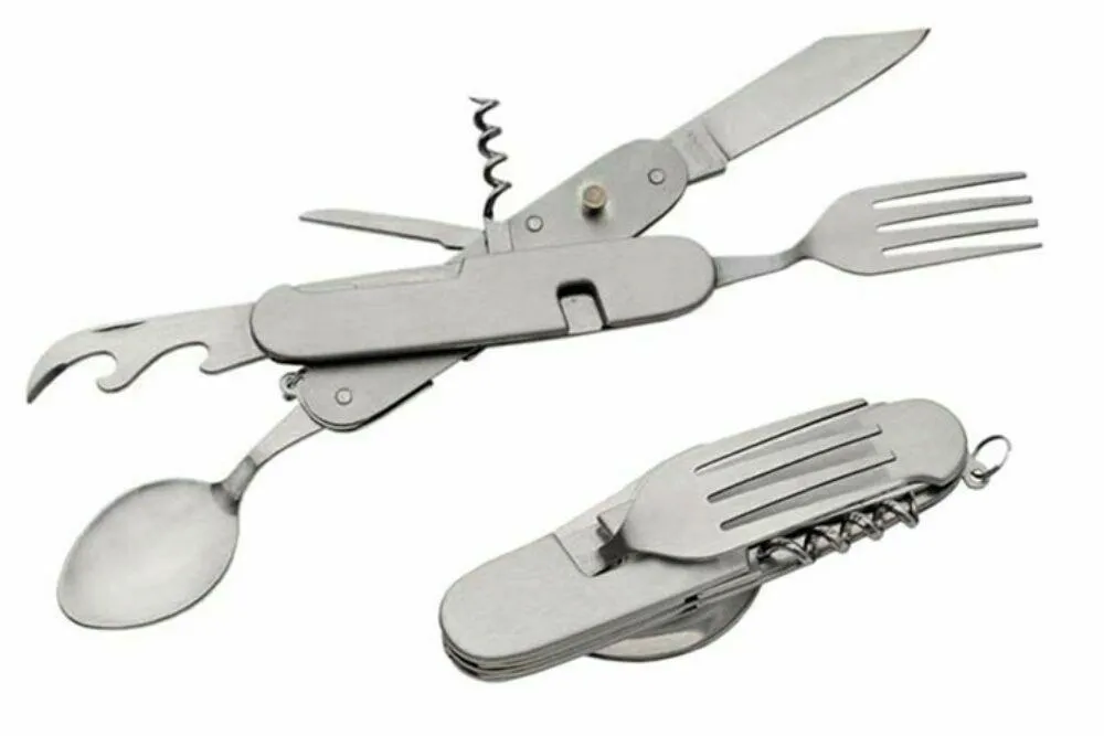 3 Pack - Stainless Steel Multi Functional Camping Tool Utensils & Opener 7-in-1