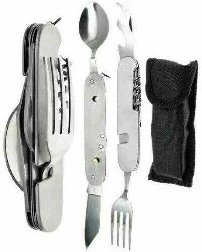 3 Pack - Stainless Steel Multi Functional Camping Tool Utensils & Opener 7-in-1