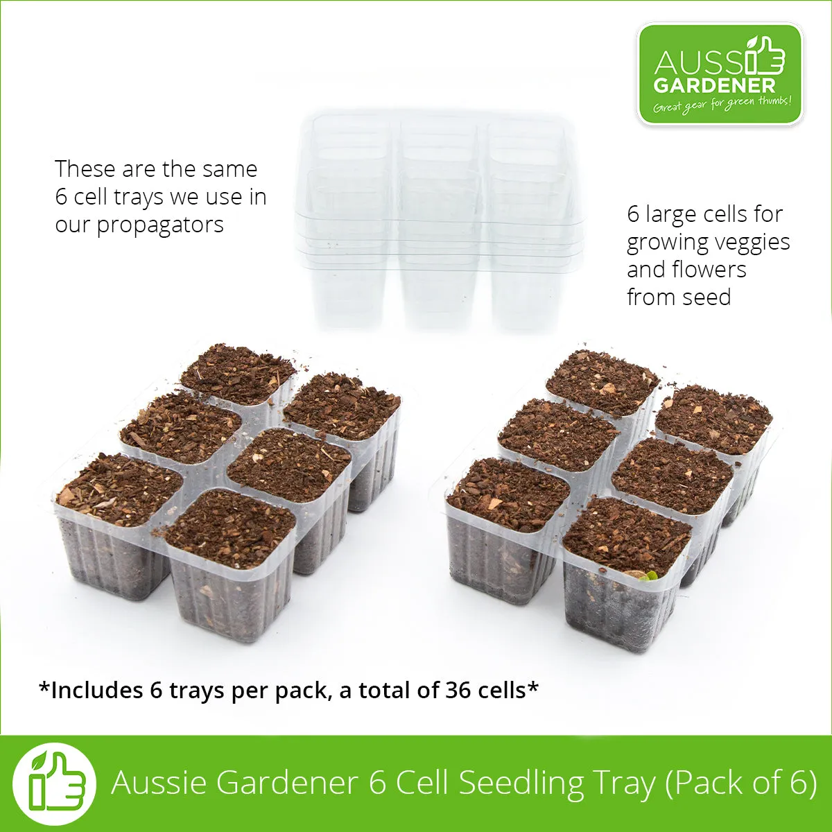 Aussie Gardener 6 Cell Seedling Tray (Pack of 6)