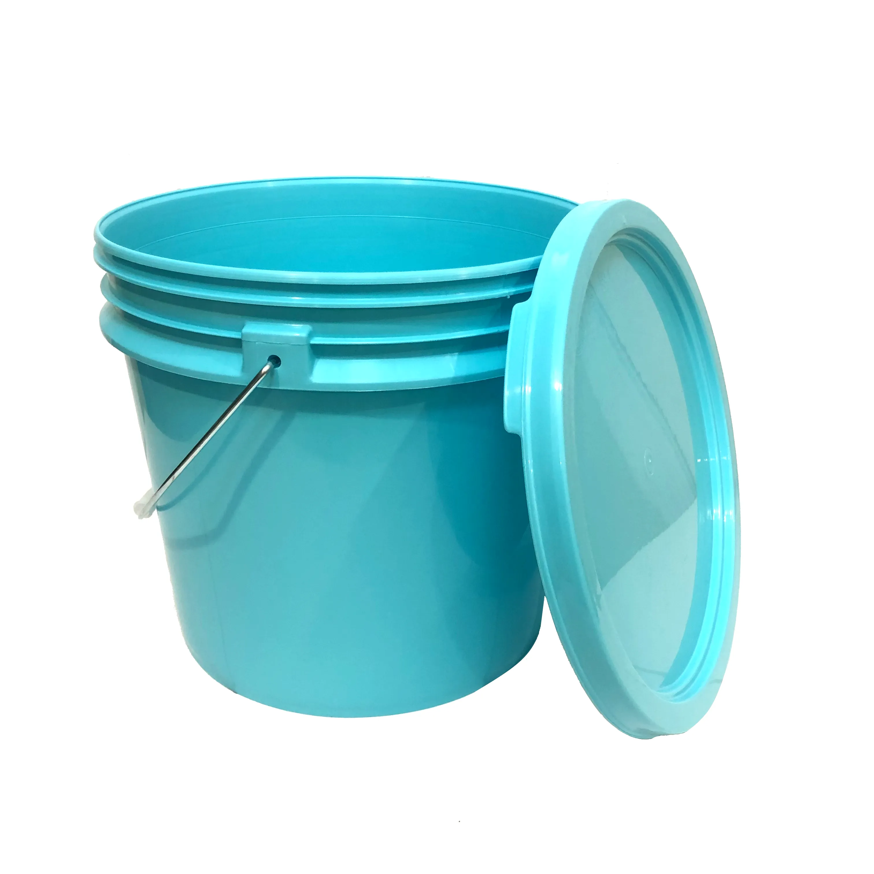 Bucket - 3.5 Gallon Bucket Metal Handle with lid, Aqua Blue color