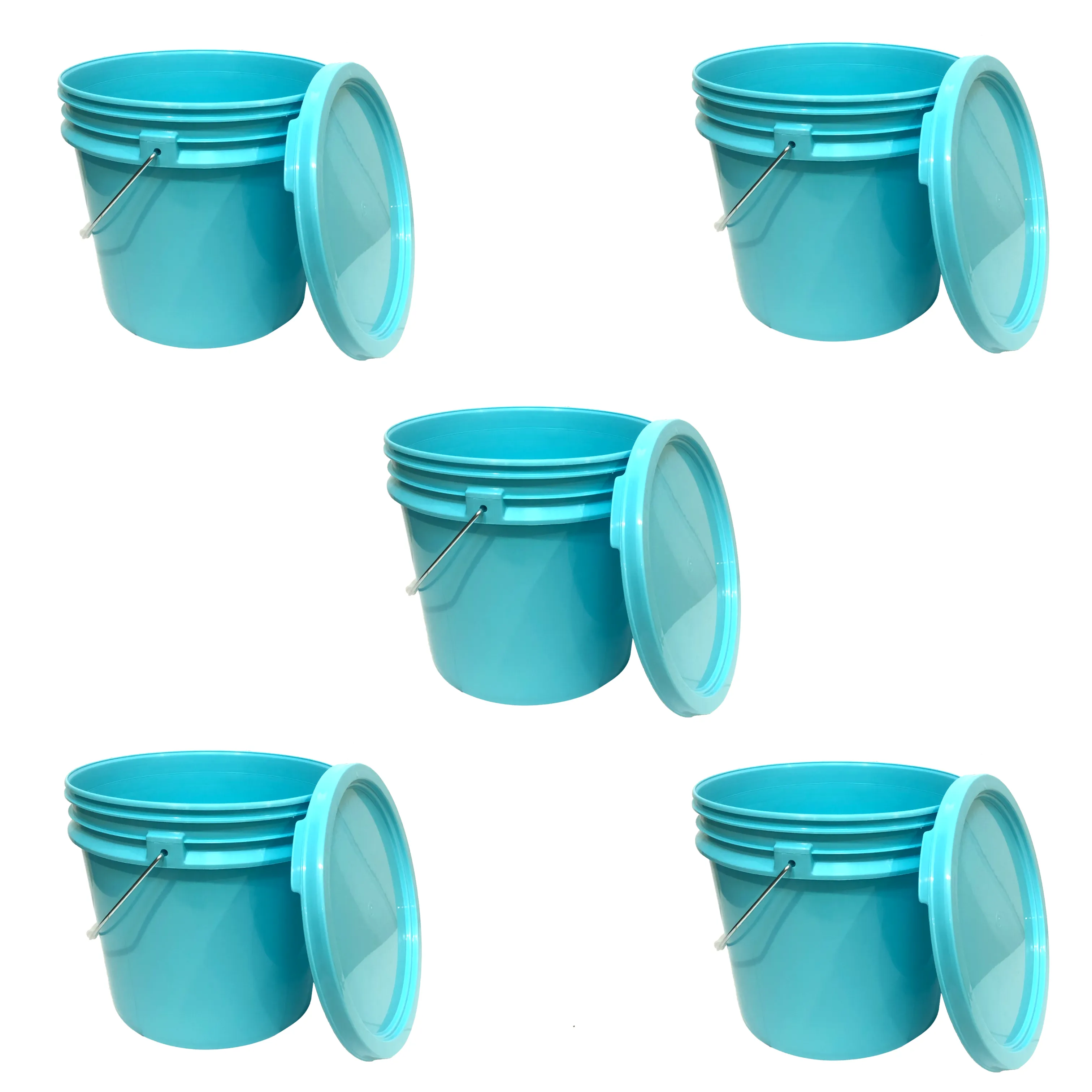 Bucket - 3.5 Gallon Bucket Metal Handle with lid, Aqua Blue color