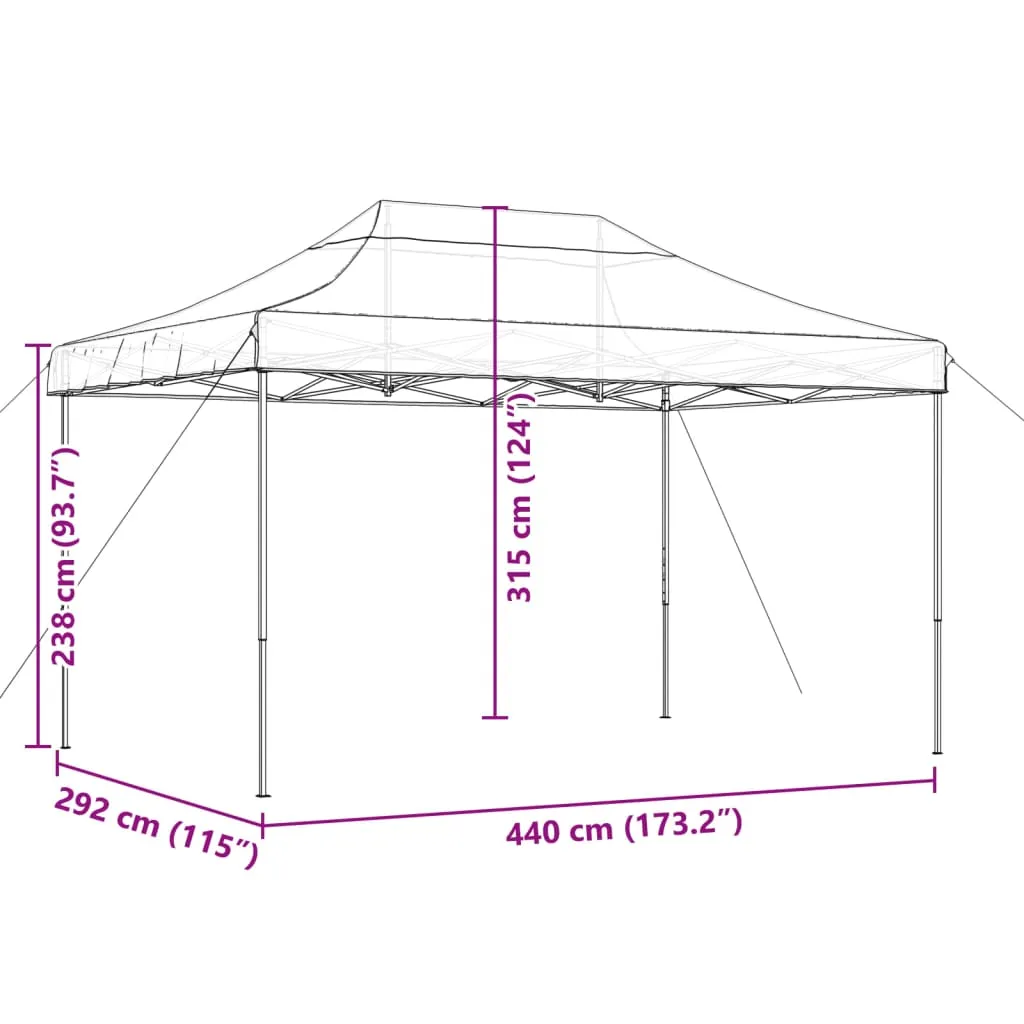 Foldable Party Tent Pop-Up Green 440x292x315 cm