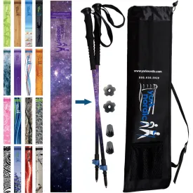 Galaxy Hiking & Walking Poles w-flip locks, detachable feet and travel bag - pair - For Heights up to 6’2”