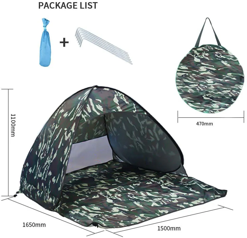 Instant Easy Pop Up Beach Tent Sun Shelter-Camo