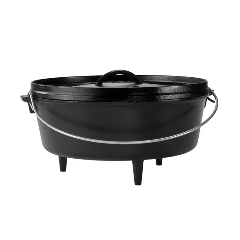 Lodge 12 Inch / 6 Quart Camp Dutch Oven, 3.75 Inch Depth