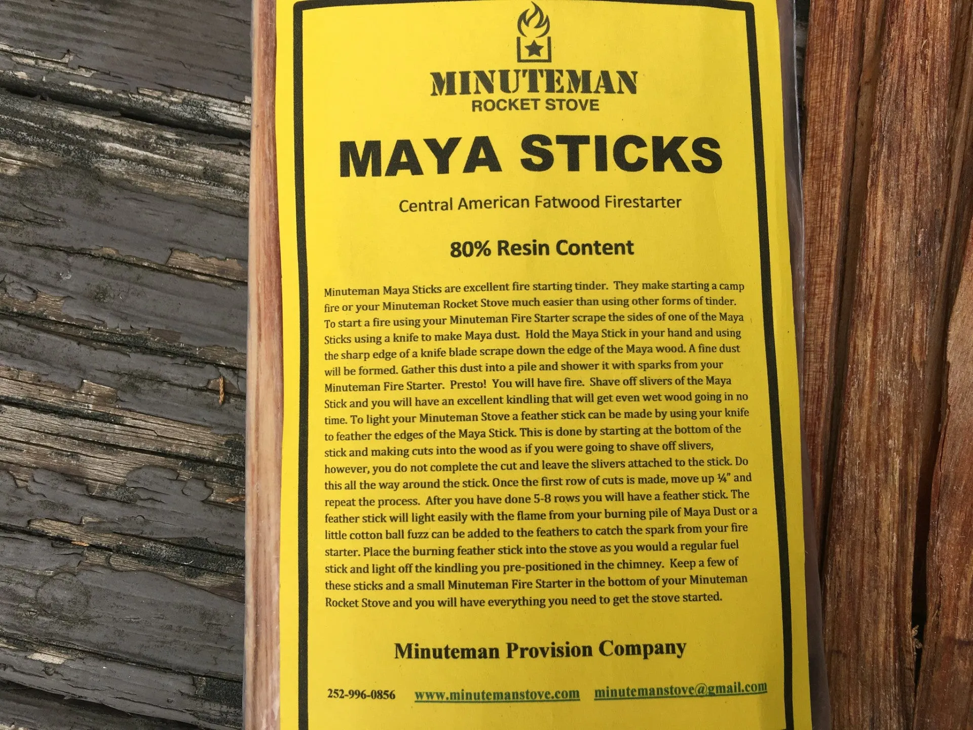 Maya Sticks - 80% Resin - Fatwood Fire Starting Tinder 1 lb Bags