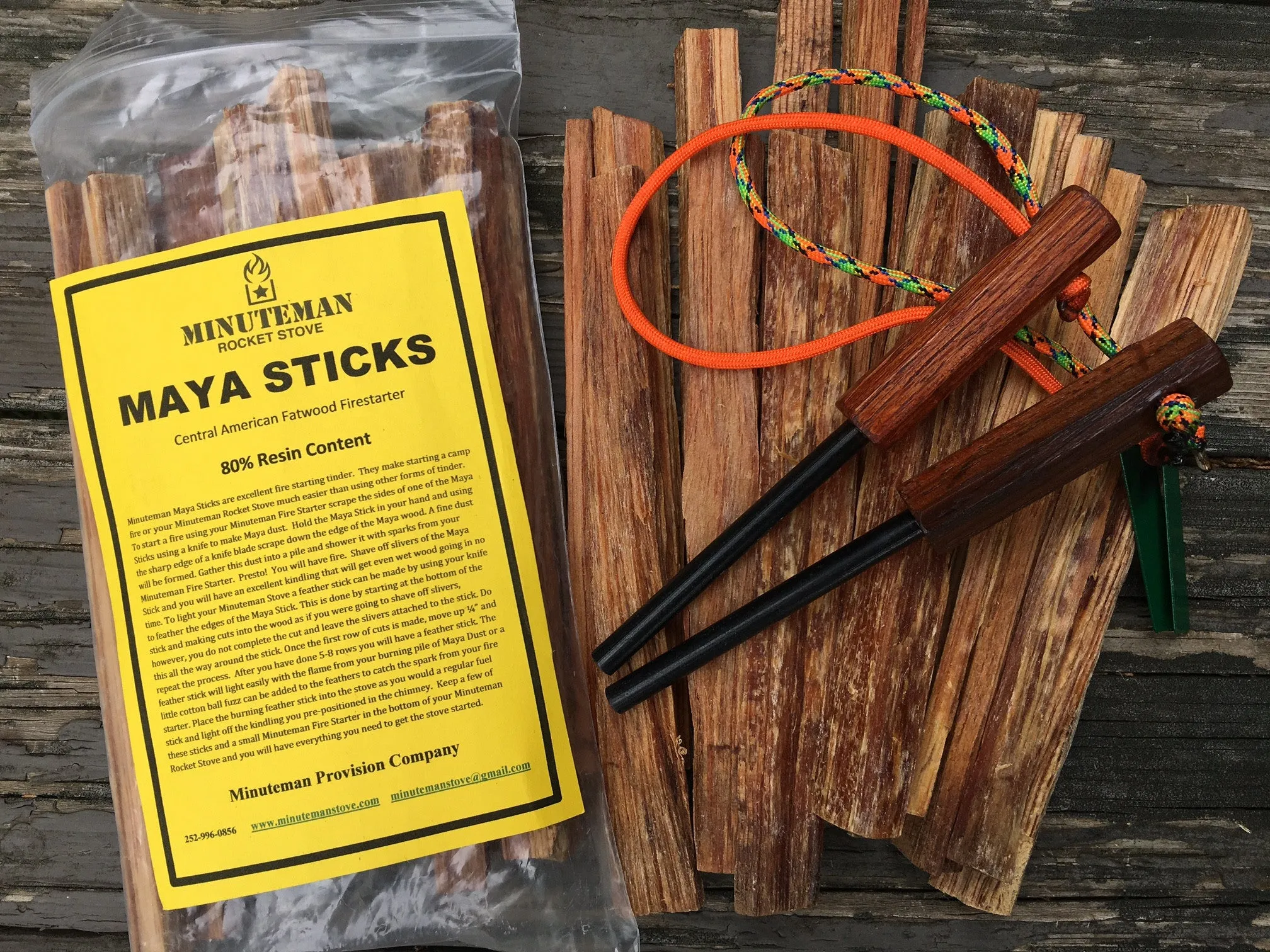 Maya Sticks - 80% Resin - Fatwood Fire Starting Tinder 1 lb Bags