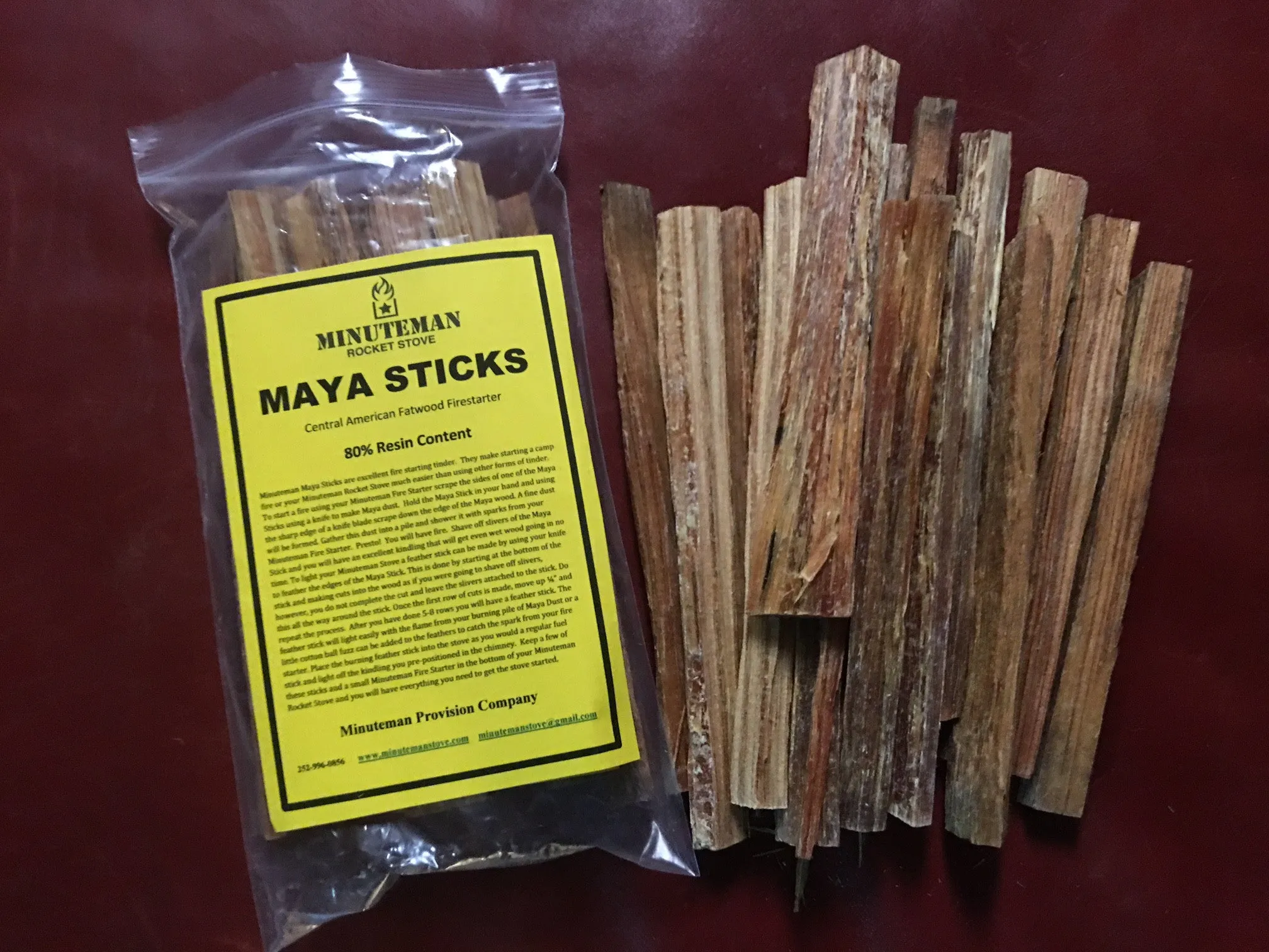 Maya Sticks - 80% Resin - Fatwood Fire Starting Tinder 1 lb Bags