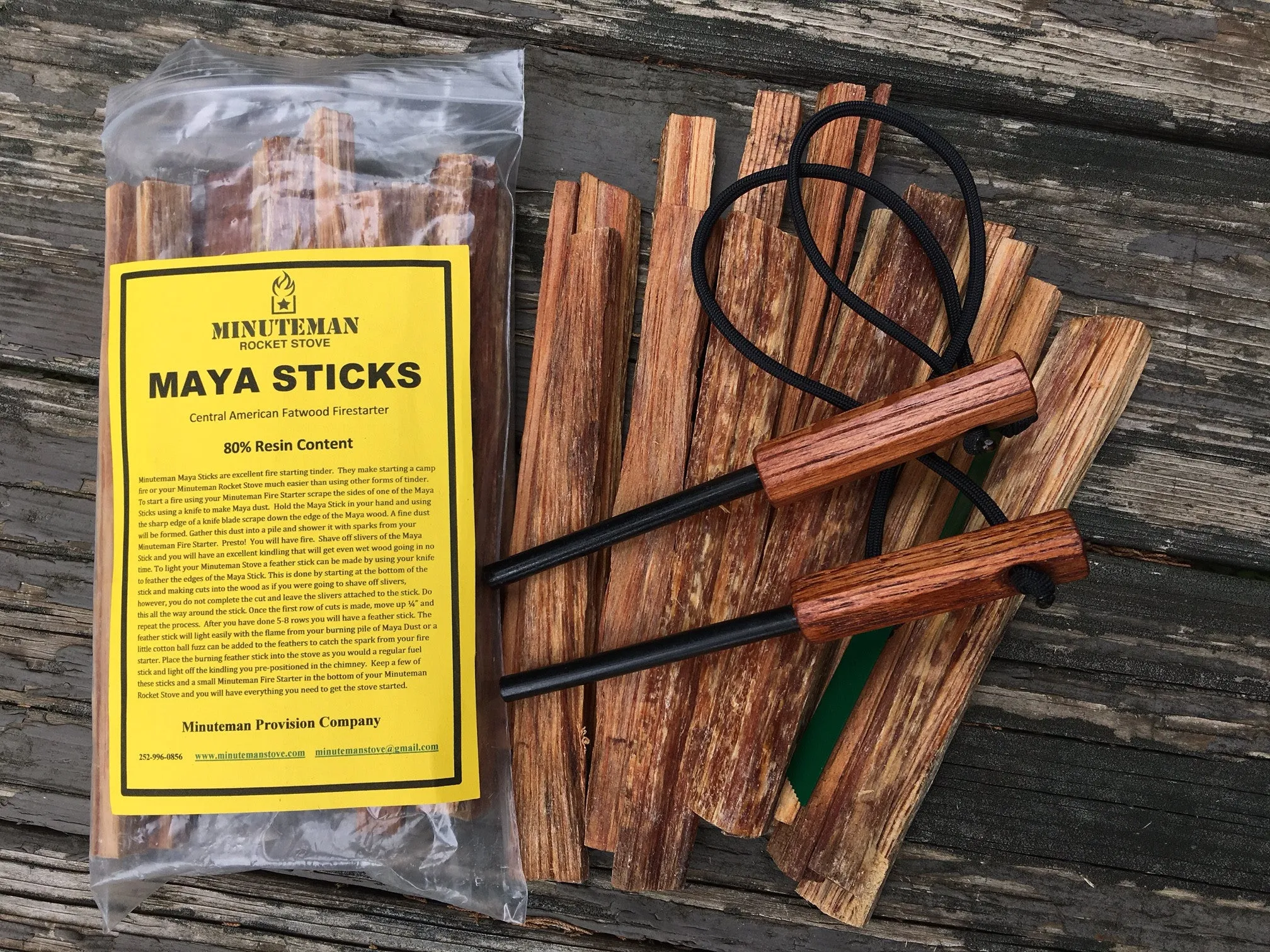 Maya Sticks - 80% Resin - Fatwood Fire Starting Tinder 1 lb Bags