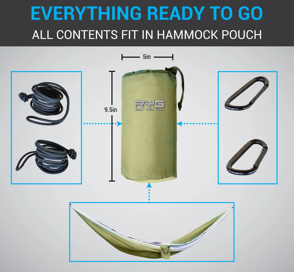 Raise your Game Travel Backpack and Portable Hammock Set (Olive Green)