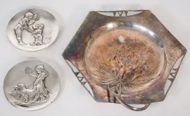 Three - Art Nouveau Pewter Dishes