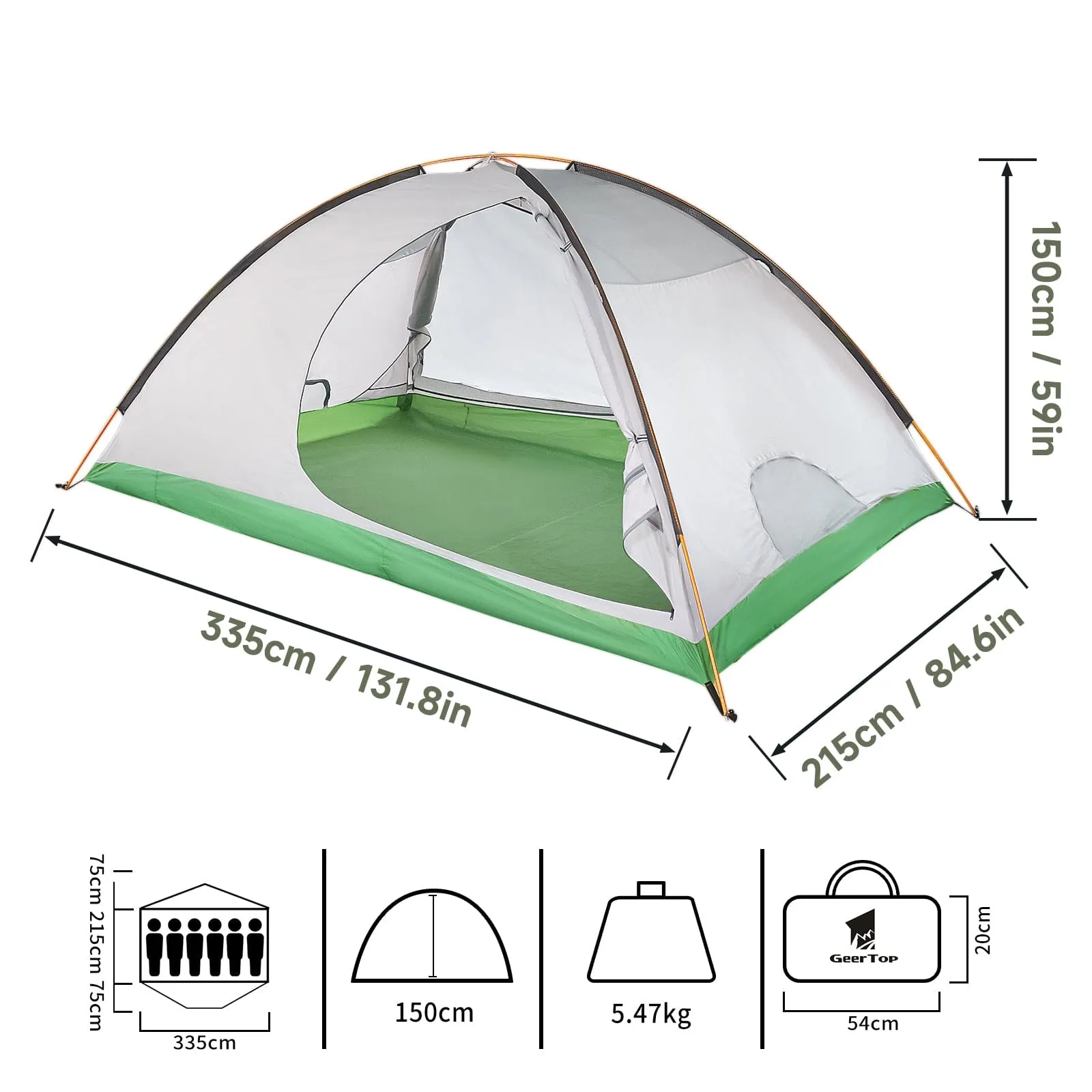 Toproad 6 | 6 Person 4 Season Large Family Camping Tent