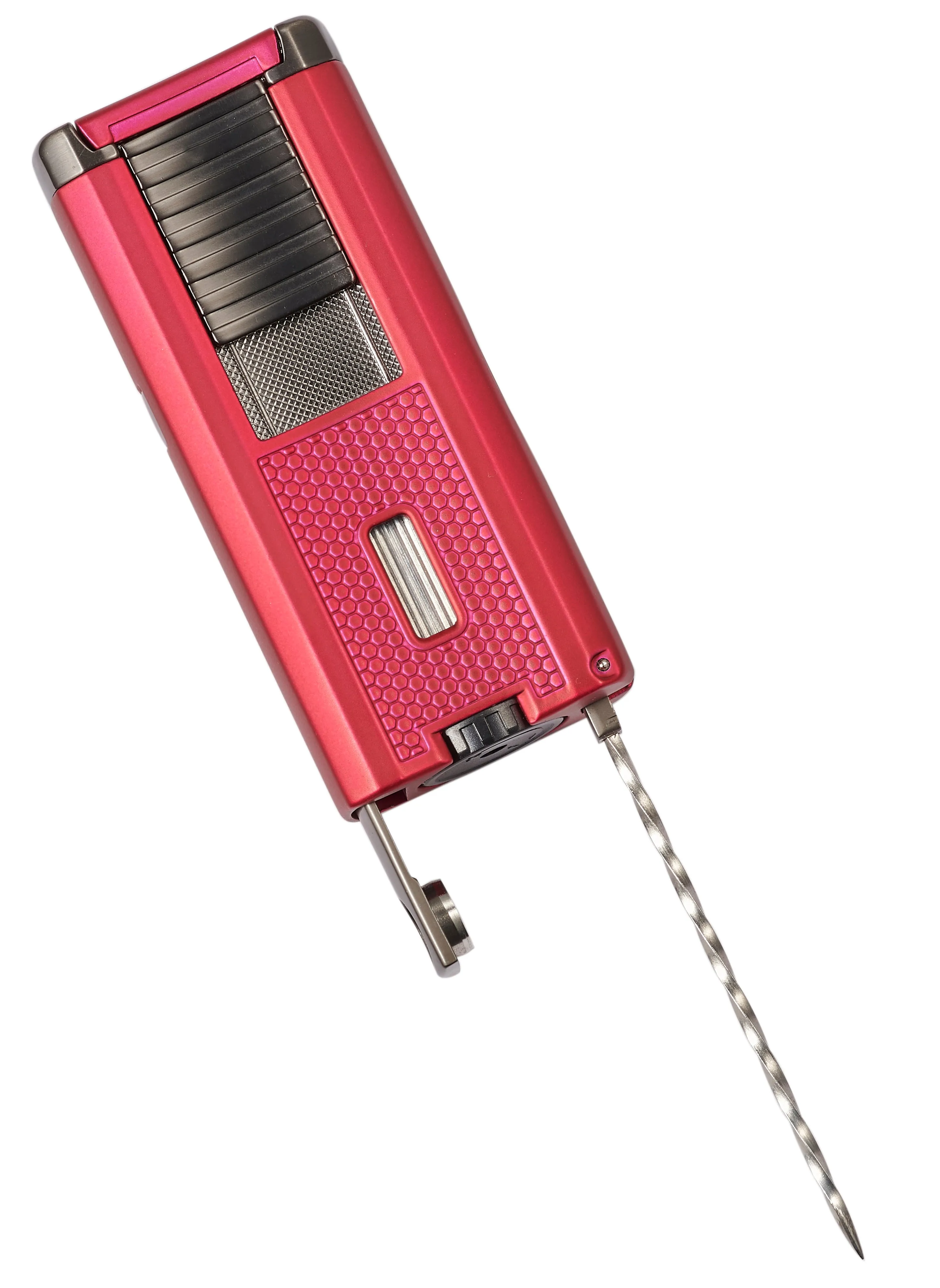 Visol Striker Triple Torch Flame Lighter with Cigar Poker - Red