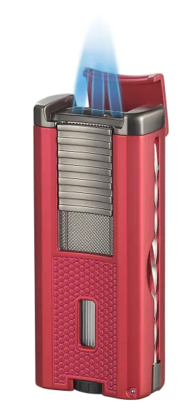 Visol Striker Triple Torch Flame Lighter with Cigar Poker - Red